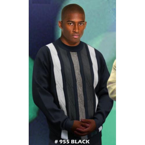 Micheal Irvin Black/Charcoal Grey/Silver Grey Rayon Blend Sweater FW0955